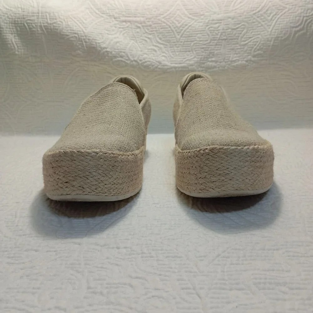 Skechers Martha Stewart Women Slip-On Espadrille Platform Shoes Beige Sz 10